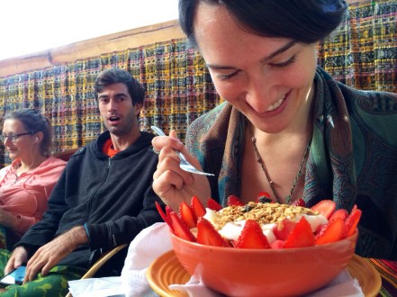 Me, delighted with my breakfast!