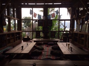 The inside of the rancho setup for dinner.